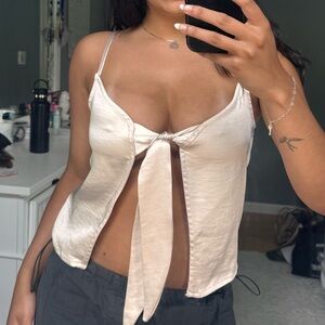 Pacsun La Hearts Cream Tie-Front Camisole